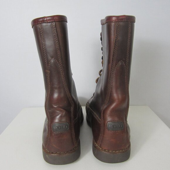 Polo Country Ralph Lauren Women 7.5 M Brown Leather Lace Up Moc Toe Ankle Boots - Picture 13 of 15